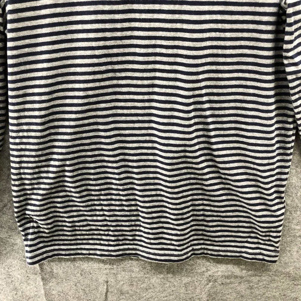 J. Crew Washed Jersey Hoodie T Shirt‎ Mens S Blue Gray Striped Lightweight